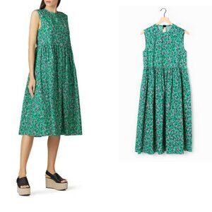 Marni Green Floral Sleeveless Shift Dress 48 12-14